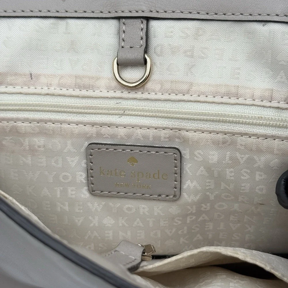 Kate Spade Vintage Leather Laurel Magnolia Satchel/Crossbody‎ - Taupe Beige Flaw